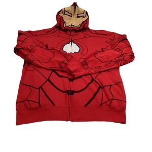 Marvel Iron Man Full Zip Hoodie Red Graphic Superhero Arc Reactor Mens Large